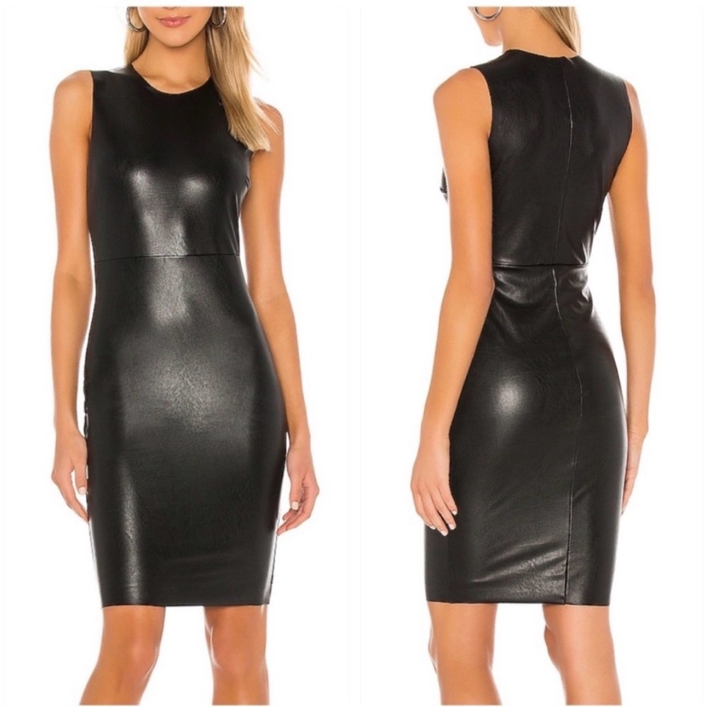 Commando signature Black Faux Leather Mini Sheath Dress